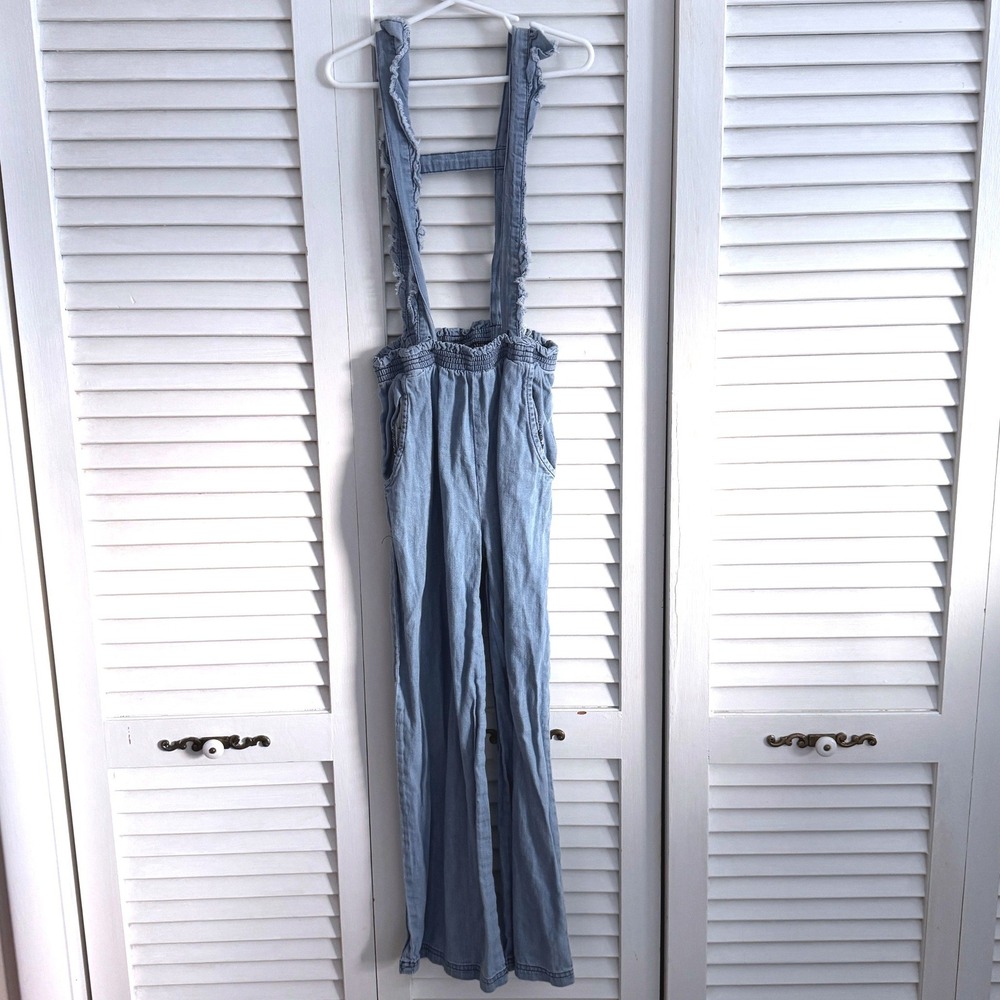 RuffleButts Jumpsuit Overalls Ruffle Straps Size‎ 8 Blue Girls
